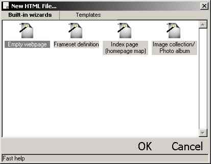 new file dialog